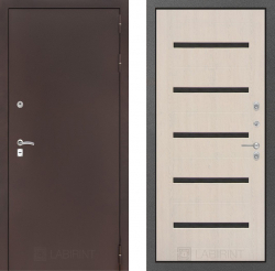 Дверь Лабиринт (LABIRINT) CLASSIC 01 Черное стекло Беленый дуб