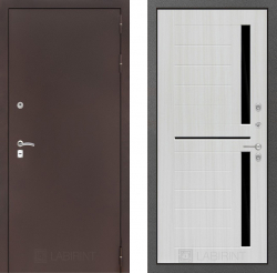 Дверь Лабиринт (LABIRINT) CLASSIC 02 Черное стекло Сандал белый