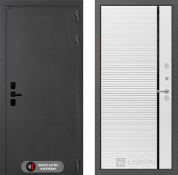 Дверь Лабиринт (LABIRINT) ACUSTIC 22 Черная вставка Белый софт