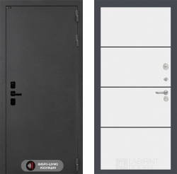 Дверь Лабиринт (LABIRINT) ACUSTIC 25 Черный молдинг Белый софт