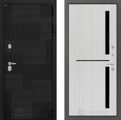Дверь Лабиринт (LABIRINT) PAZL 02 Черное стекло Сандал белый