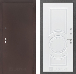Дверь Лабиринт (LABIRINT) CLASSIC антик медный 23 Белый софт