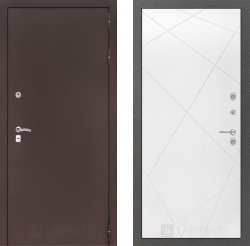 Дверь Лабиринт (LABIRINT) CLASSIC антик медный 24 Белый софт