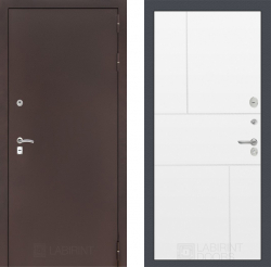 Дверь Лабиринт (LABIRINT) CLASSIC антик медный 21 Белый софт