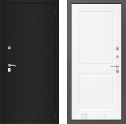 Дверь Лабиринт (LABIRINT) CLASSIC шагрень черная 11 Белый софт