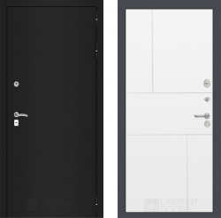 Дверь Лабиринт (LABIRINT) CLASSIC шагрень черная 21 Белый софт