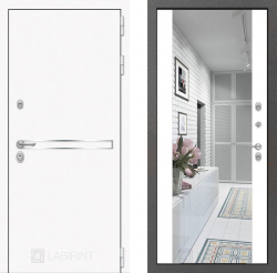 Дверь Лабиринт (LABIRINT) LINE WHITE с Зеркалом Максимум Белый софт