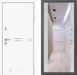 Дверь Лабиринт (LABIRINT) LINE WHITE с Зеркалом Максимум Сандал белый