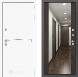 Дверь Лабиринт (LABIRINT) LINE WHITE с Зеркалом Максимум Венге