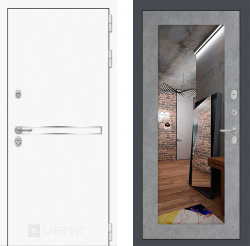 Дверь Лабиринт (LABIRINT) LINE WHITE 18 с Зеркалом Бетон светлый