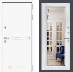 Дверь Лабиринт (LABIRINT) LINE WHITE Фацет Зеркало Белый софт