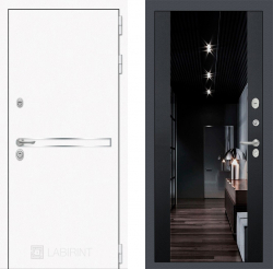 Дверь Лабиринт (LABIRINT) LINE WHITE с Зеркалом тонированным Максимум Графит софт