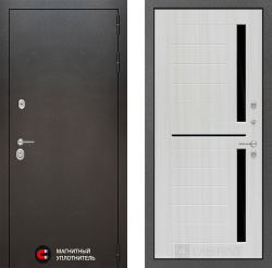 Дверь Лабиринт (LABIRINT) SILVER 02 Черное стекло Сандал белый