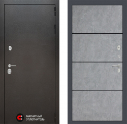 Дверь Лабиринт (LABIRINT) SILVER 25 Черный молдинг Бетон светлый