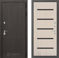Дверь Лабиринт (LABIRINT) URBAN 01 Черное стекло Беленый дуб