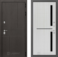 Дверь Лабиринт (LABIRINT) URBAN 02 Черное стекло Сандал белый