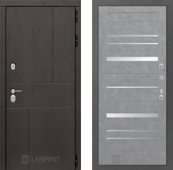 Дверь Лабиринт (LABIRINT) URBAN 20 Зеркальные вставки Бетон светлый