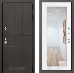 Дверь Лабиринт (LABIRINT) URBAN 18 с Зеркалом Белое дерево