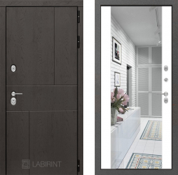 Дверь Лабиринт (LABIRINT) URBAN с Зеркалом Максимум Белый софт