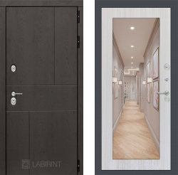 Дверь Лабиринт (LABIRINT) URBAN 18 с Зеркалом Сандал белый