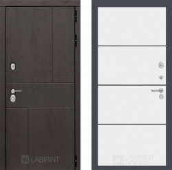 Дверь Лабиринт (LABIRINT) URBAN 25 Черный молдинг Белый софт