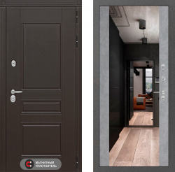 Дверь Лабиринт (LABIRINT) МЕГАПОЛИС с Зеркалом Максимум Бетон светлый