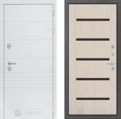 Дверь Лабиринт (LABIRINT) TRENDO 01 Черное стекло Беленый дуб