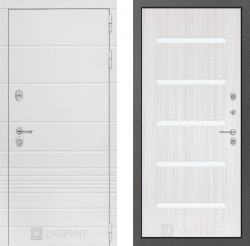 Дверь Лабиринт (LABIRINT) TRENDO 01 Белое стекло Сандал белый