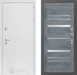Дверь Лабиринт (LABIRINT) TRENDO 20 Зеркальные вставки Бетон темный
