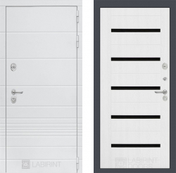 Дверь Лабиринт (LABIRINT) TRENDO 01 Черное стекло Белое дерево