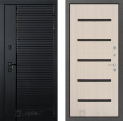 Дверь Лабиринт (LABIRINT) PIANO 01 Черное стекло Беленый дуб