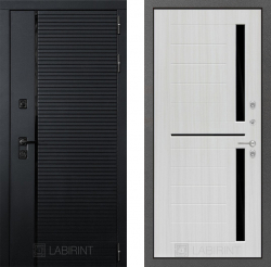Дверь Лабиринт (LABIRINT) PIANO 02 Черное стекло Сандал белый