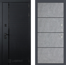 Дверь Лабиринт (LABIRINT) PIANO 25 Черный молдинг Бетон светлый