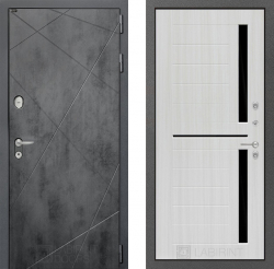 Дверь Лабиринт (LABIRINT) LOFT 02 Черное стекло Сандал белый
