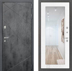 Дверь Лабиринт (LABIRINT) LOFT 18 с Зеркалом Белое дерево