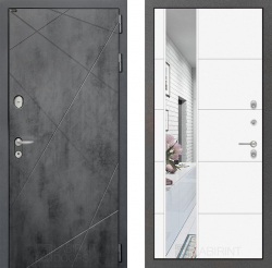 Дверь Лабиринт (LABIRINT) LOFT 19 с Зеркалом Белый софт
