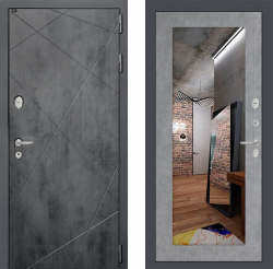 Дверь Лабиринт (LABIRINT) LOFT 18 с Зеркалом Бетон светлый